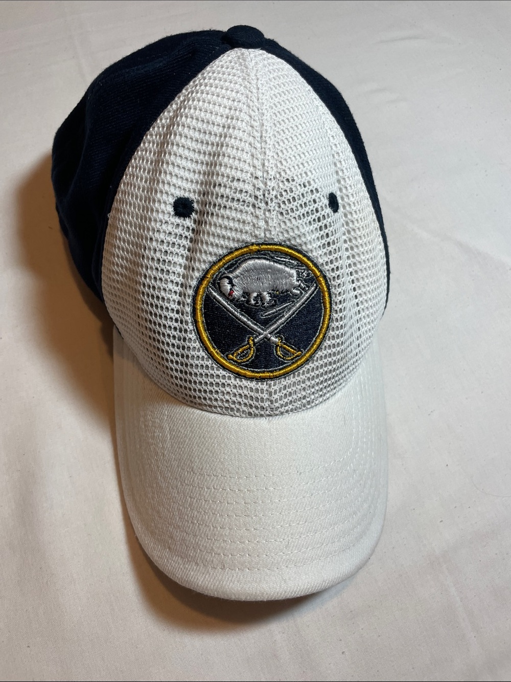 Zephyr Black and White M/L Fitted Hat with NHL Patch